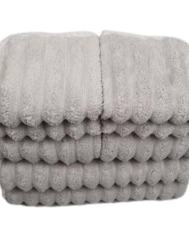 Soft Bath Towels Set, Microfiber Ribbed Oversized Bath Towels Extra Large for Bathroom, Home, Hotel, Spa, Beach, Pool, Gym (8-Piece Towel Set, Grey)