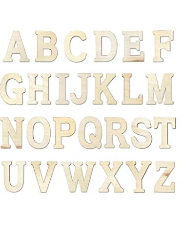 4 Inch 94 Pieces Wooden Letters Unfinished Wood Alphabet Letters for Crafts with Extras,Wall Decor