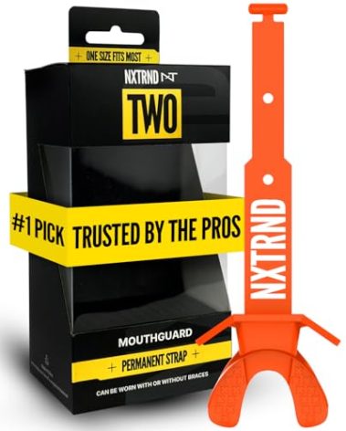 Nxtrnd Two Football Mouth Guard, Football Mouthpiece with Strap, Fits Adult & Youth (Orange)