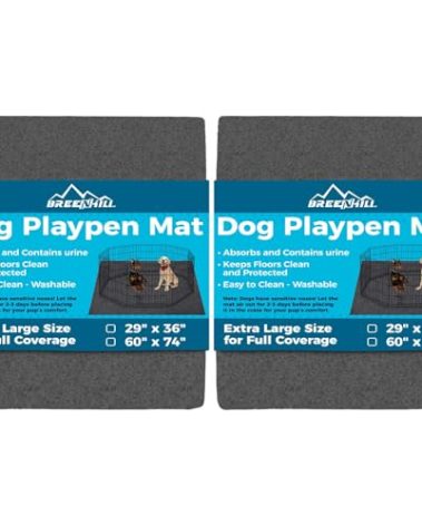 BREENHILL 2-Pack Dog Playpen Mat, (29" x 36"), Washable Pee Pads for Dogs, Absorbent, Waterproof, Reusable Puppy Pads for Training, Whelping, Housebreaking, Incontinence, and Crate/Kennel