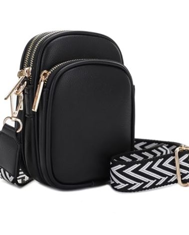 Mali+Lili, Josie Triple Compartments Crossbody Bag for Women with Webbing Strap(Black)