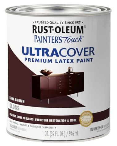 Rust-Oleum Brush On Enamel Paint 1977502 Painters Touch Latex, Gloss Kona Brown, 32 Fl Oz (Pack of 1)