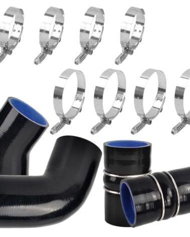 6.6L Silicone Intercooler Boot Hose Kit with Clamps Compatible with GMC 6.6L Duramax LLY 2004-2005 - Black