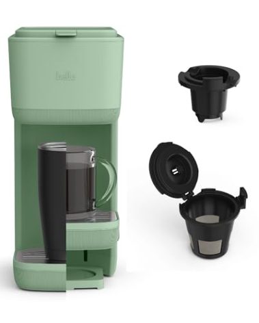 BELLA Single Serve Coffee Maker, K Cup & Coffee Ground Compatible with Removable, Adjustable Drip Tray, Auto Shutoff & Reusable Dishwasher Safe Accessories, Brews 6oz to 14oz, 1000 Watt, Seaglass