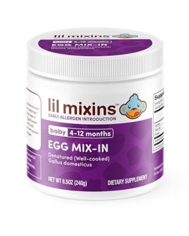 Lil Mixins Early Allergen Introduction Mix-ins, Hard Boiled Egg | Baby Stage 1-3, for Ages 4-12 Mo., 8.5 Oz Jar, 4 Month Supply