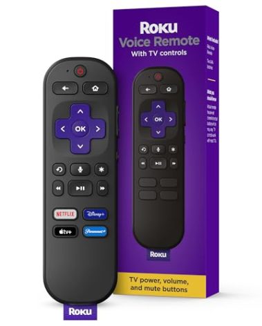 Roku Voice Remote | Replacement TV Remote Control with Voice Control, Simple Setup, & Pre-Set App Shortcuts - Compatible with Roku TV, Players, & Audio Devices