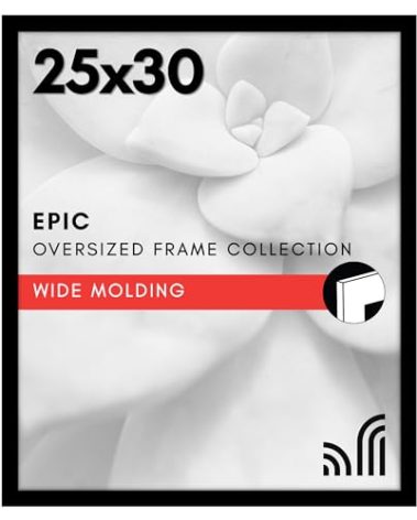 Americanflat 25x30 Picture Frame with Polished Plexiglass - Black Picture Frame - Wide Photo Frames Made of Engineered Wood for Vertical or Horizontal Wall Display - Epic Collection - Black