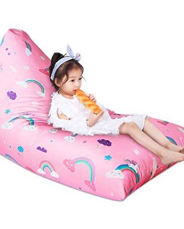 Jorbest Unicorns Stuffed Animal Storage Bean Bag Chair for Kids and Adults, Unicorns Rainbow Bean Bag Stuffed Animal Storage, Luxury Velvet Stuffie Seat - Cover ONLY (200 L/52 Gal, Rainbow)
