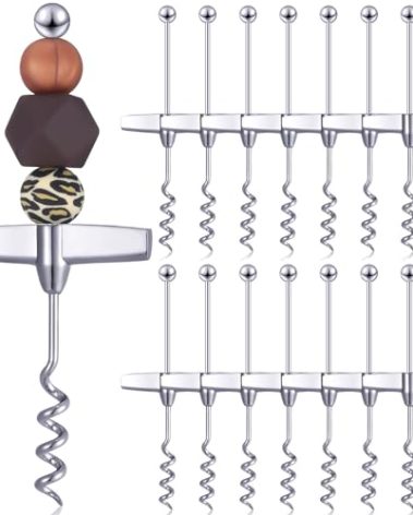 FillTouch 15 Pcs Travel Corkscrew Wine Bottle Opener Beadable Wine Cork Remover for Bar Restaurant Kitchen Beverage Gifts