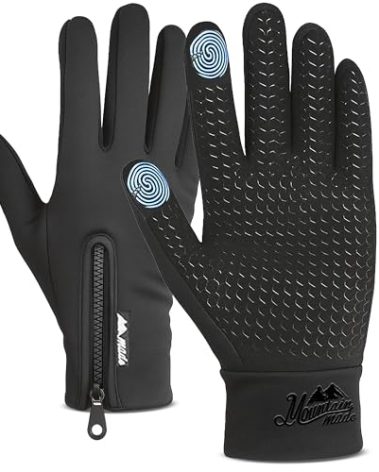 Mountain Made Cold Weather Gloves for Men and Women 2.0 with NEW UPGRADED ZIPPPERS,black,large
