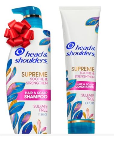 Head & Shoulders Supreme Anti-Dandruff Shampoo and Conditioner Set, 1% Pyrithione Zinc, Sulfate-Free, Argan Oil and Rose Essence, for Dry Scalp and Dandruff, 21.2 fl oz