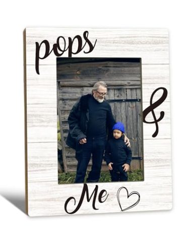 Beliran Fathers Day Pops Picture Frames - Grandpa Photo Frame, PopsGrandpa Gifts for Father's Day Birthday from Grandkids Grandchildren, Pops and Me Picture Grandpa Photo Frames for Home Bedroom Decor, 5x7