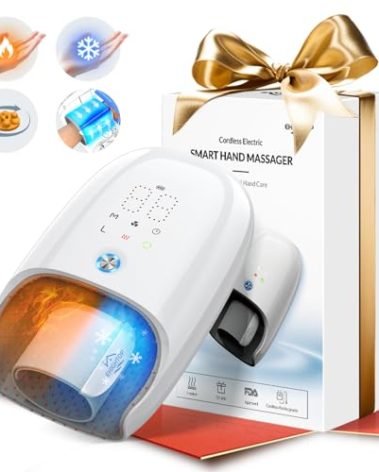 Hand Massager with Heat and Compression & Kneading Massage for Arthritis Carpal Tunnel Pain Relief, Cordless Hand Massager with 6 Modes & 6 Intensities, Birthday Gifts for Women Men Him Her Mom Dad