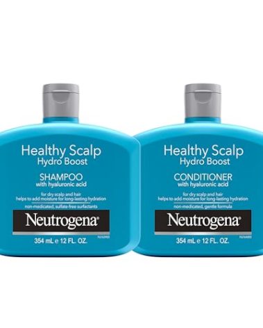 Neutrogena Moisturizing Healthy Scalp Hydro Boost Shampoo & Conditioner for Dry Hair and Scalp, with Hydrating Hyaluronic Acid, pH-Balanced, Paraben & Phthalate-Free, Color-Safe, 12 Fl Oz (Set of 2)
