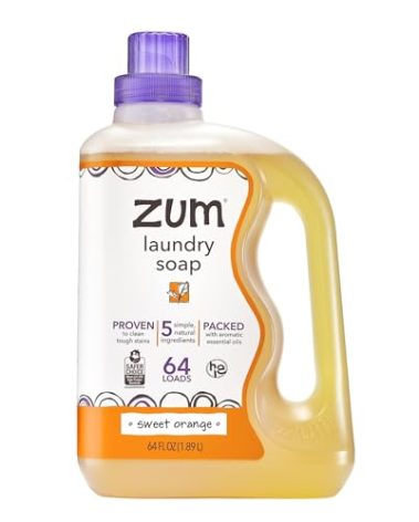 Indigo Wild Zum Clean Laundry Soap - Plant-Based Liquid Laundry Soap - Contains Baking Soda, Essential Oils & Saponified Coconut Oil - Sweet Orange Scent - 64 fl oz