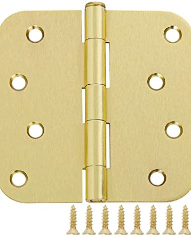 12 Pack 4"x 4 Inch Door Hinges Brass Hardware Gold Exterior Door Hinge 8 Holes 5/8" Heavy Duty Iron Animal Shed Coop Storage Gate Basement Bedroom Office Hotel Door Hinges For Doors Bisagra de puerta