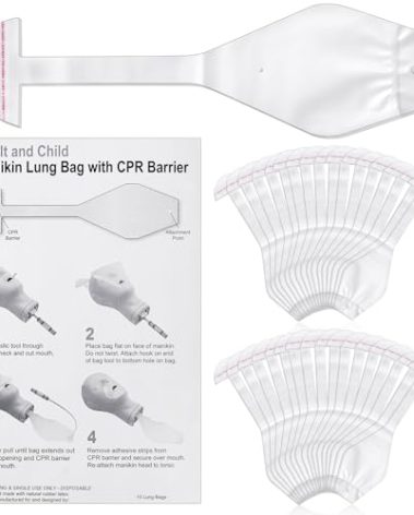 Gilprop 100 Pcs CPR Manikin Face Shield Adult Lung Bag Manikin Replacement Lung Bag for Face Shield CPR Classes Training (Adult)