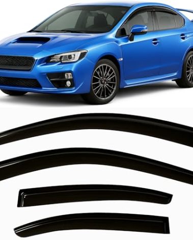 2015-2021 Tape-On Side Window Visor Deflectors for Subaru WRX Rain Guards Premium Limited STi Tinted Protectors 2016 2017 2018 2019 2020