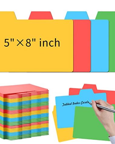 96 Pcs 5x8 Index Cards Dividers With Blank Tabs - Color Note Cards for Studying, Working, Office, School, Business, Home