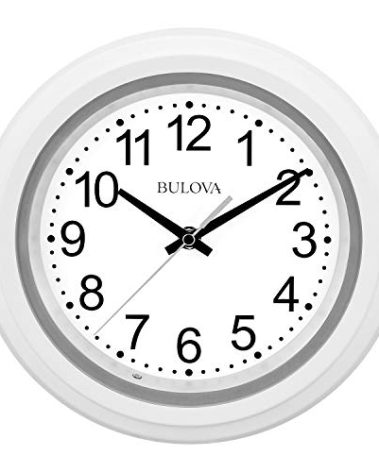 Bulova C4865 Night Vision Lighted Dial Wall Clock, 10", White