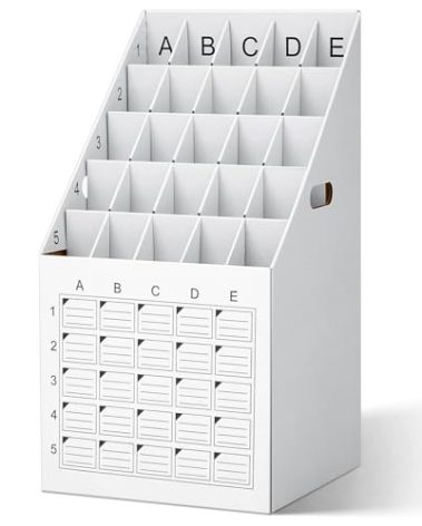 Menkxi 1 Pack 25 Slot Roll File Holder Vertical Blueprint Storage Organizer Corrugated Cardboard Roll File Cabinet Box with Labeling Grid for Office School Poster Map Gift Wrap Architectural Home