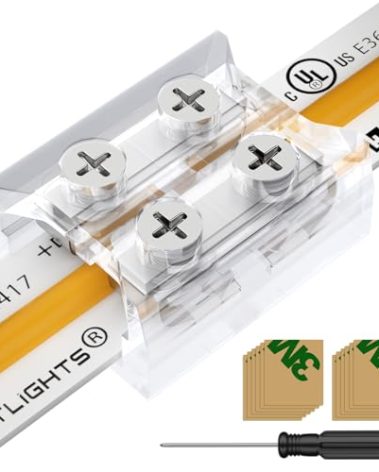 HitLights 12 Pack LED Connector 2 Pin 8mm Solderless LED Tape Light Connector Transparent LED Strip Light Connectors with Screwdriver Strip to Strip for 12V 24V Single Color LED Light Strip