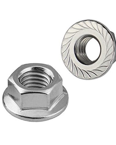 MewuDecor M8 Serrated Flange Nuts Flanged Locknuts, Stainless Steel 18-8 (304), Bright Finish, 50 PCS