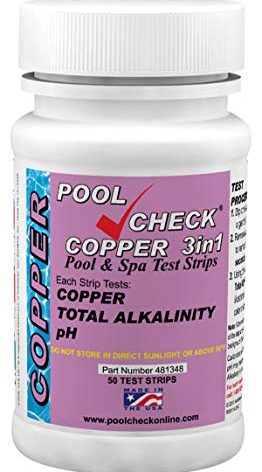 Industrial Test Systems 481348 Copper 3 in 1 Pool Check | Made in USA | 3 Parameter Pool Test Strips | Copper, pH, & Total Alkalinity | Easy Match Colors | Lowest Copper Detection Levels