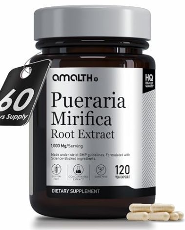 AMALTH Pueraria Mirifica Capsules 1000 mg 120 Capsules Estrogen Supplement for Women, Men and Transgender, Menopause Relief, Female Wellness Support Pills