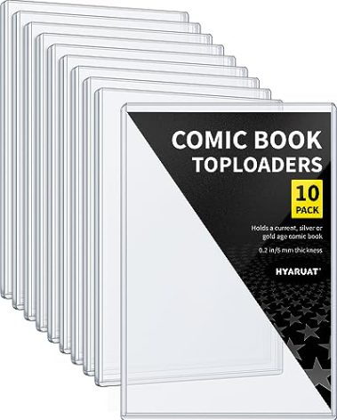 HYARUAT Comic Book Top Loaders - Protector Hard Case Sleeve, Toploader Holder for Silver Age and Current Comics, 10 Pack