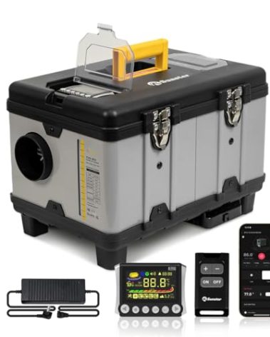 TB10 8KW TOOLBOX Diesel Air Heater AC110V DC12V 24V Adaptive Plateau portable parking heater, Auto Start-Stop & Ventilation function, with App Control for cars trucks RV campers tent garage home