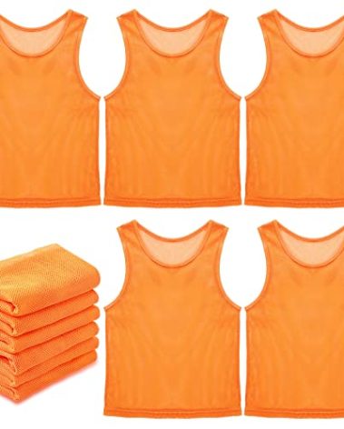 Sintege 12 Pcs Soccer Pinnies Pennies Jersey Scrimmage Vest Sports Practice Jersey Mesh Basketball Vest for Youth Adult Kids(Small,Orange)