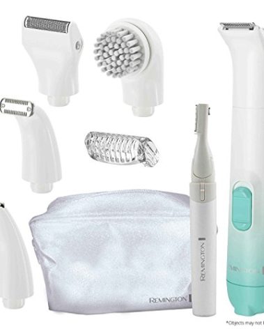 Remington Smooth & Silky Body & Bikini Kit, Cordless bikini trimmer and shaver for women, Waterproof for grooming in the shower, White/Green