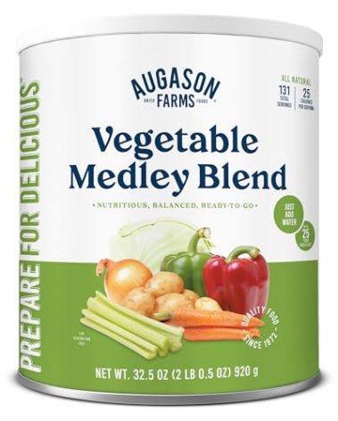 Augason Farms Vegetable Medley Blend Can - Dehydrated Mixed Veggies - Gluten Free Emergency Food Supply with Long Shelf Life for Survival, Disaster Prep & Everyday Meals - 131 Servings