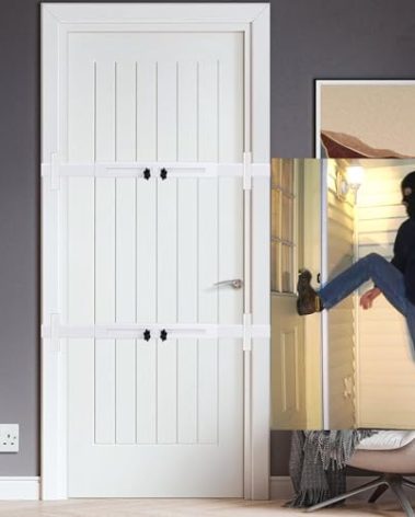 Door Security Door Bar (White 2 Sets - Heavy Duty) Use as Door Security Bar -Door Reinforcement Lock,Protect The Security of The Entire Door. Fits Doors 30"-39" - Safe Room