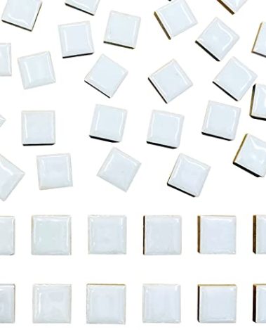 50 Pieces White Mosaic Tiles for Crafts 1" Ceramic Tiles Assorted Colors Square Ceramic Mosaic Project Supplies for Photo Frame Mosaic Stepping Stones Bath Old Pool Furniture Decor