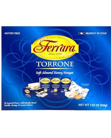 Ferrara - Italian Torrone 18 pc. (Almond Honey Nougat Candy), (Pack of 2)- 7.62 oz. Boxes