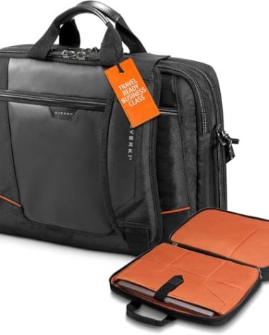 EVERKI Flight Business Laptop Briefcase Bag - Travel Checkpoint Friendly & Heavy Duty Laptop Briefcases for Men, Business Travel Bag with Lap top Compartment up to 16", 15L Capacity (EKB419), Black