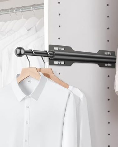 FIRJOY 12" Valet Rod for Closet Pull Out (1 Pack, Black)