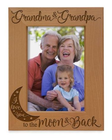 KATE POSH Grandma & Grandpa, I Love You to the Moon and Back - Grandparents Day, from Granddaughter, from Grandson (5x7-Vertical)