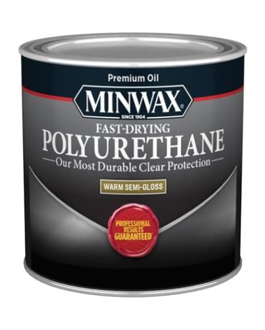 Minwax Fast Drying Polyurethane Protective Wood Finish, Clear Semi-Gloss, ½ Pint