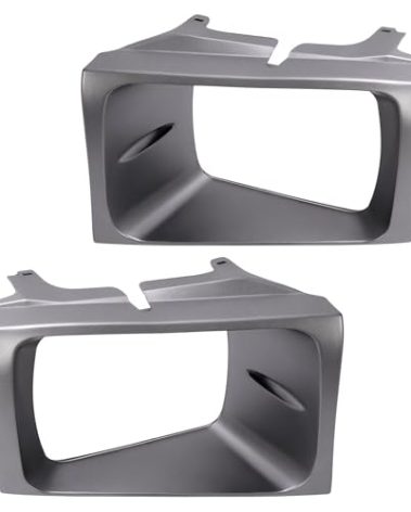 HECASA Pair Headlight Bezel Compatible with 1999-2004 Ford F250 F350 F450 F550 Super Duty Pickup Truck Replacement for FO2512157 FO2513157 Headlamp Door Front Light Bezel Cover - Driver&Passenger Side