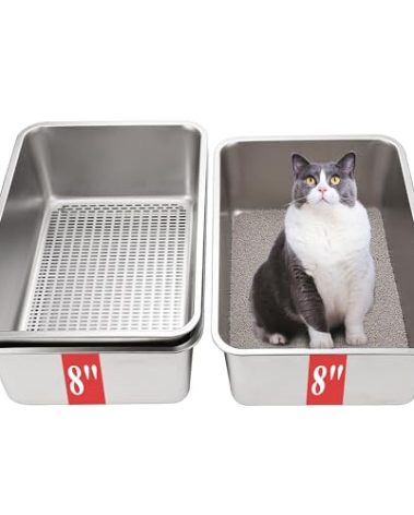 Sorstrem 8" Sifting Cat Litter Box for Clumping Clay & Pine Pellets