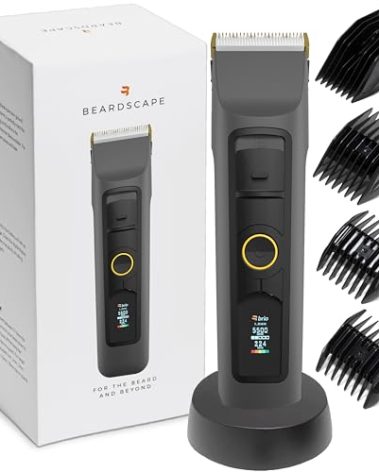Brio Beardscape V2 Beard Trimmer for Men Professional with Low Friction Ceramic Blade, Cordless Professional Hair Trimmer for Barbers with 4 Hrs of Long Battery Timing, Ideal for Beard & Body (Gray)