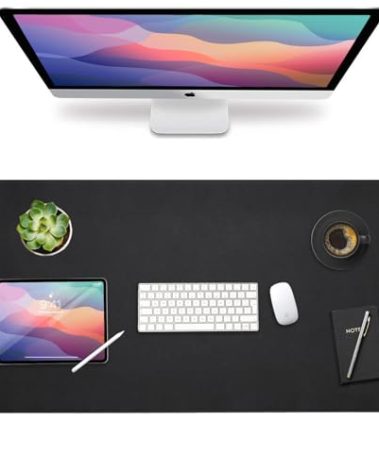 Vine Creations Leather Desk Mat Large 44" x 22", Desk Protector Mat, PU Leather Desk Pad, Non-Slip Large Mouse Pad, Desk Blotter, Desk Pads on Top of Desks, Home Office Desk Matt for Desktop (Black)