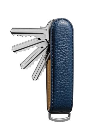 Jibbon Italian Premium Leather Key Organizer - Stylish Key Holder with Marine Grade 316 Stainless Steel, Compact EDC Keychain, Accommodates Up To 9 Keys, Including Car Keys - (Navy)