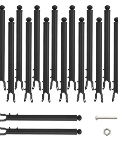 18 Pack 1-3/8'' Chain Link Fence Extension, 20'' Fence Extension Height, Galvanized Post Extender for Dogs and Privacy (Black)