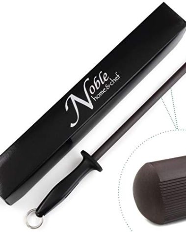 Professional 11.5 Inch Ceramic Honing Rod Has 2 Grit Options, a Firm-Grip Handle, Hanging Ring, and Japanese Ceramic. Noble Home & Chef Sharpening Rods are Perfect for Chefs! (Black, 2000/3000 Grit)