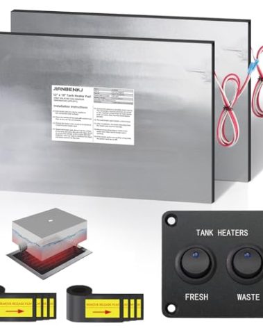 RV Holding Tank Heater Pad with Automatic Thermostat&Switch, 2PCS 12/13.5V RV Tank Heater Pad 12"x18" for Camper/Trailer/Motorhome/Marine,Use with Up to 50 Gallons Grey Fresh Black Water
