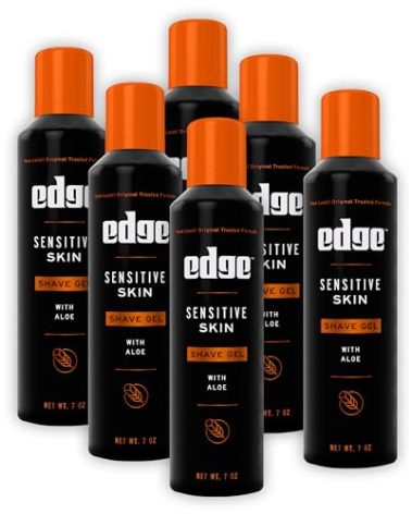 Edge Shaving Gel for Men, Sensitive Skin with Aloe, (6 Pack) - Shave Gel For Men That Moisturizes, Protects and Soothes To Help Reduce Skin Irritation